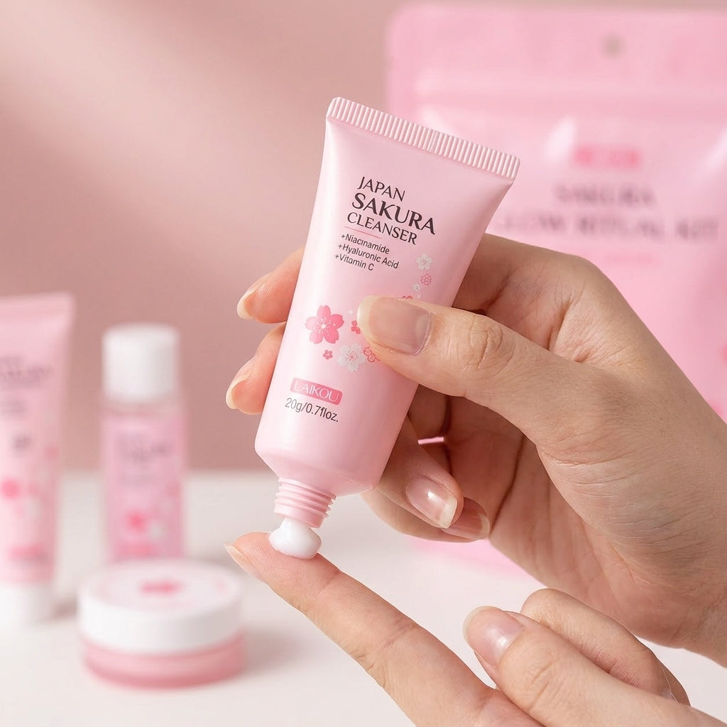 Sakura Cleanser in hand