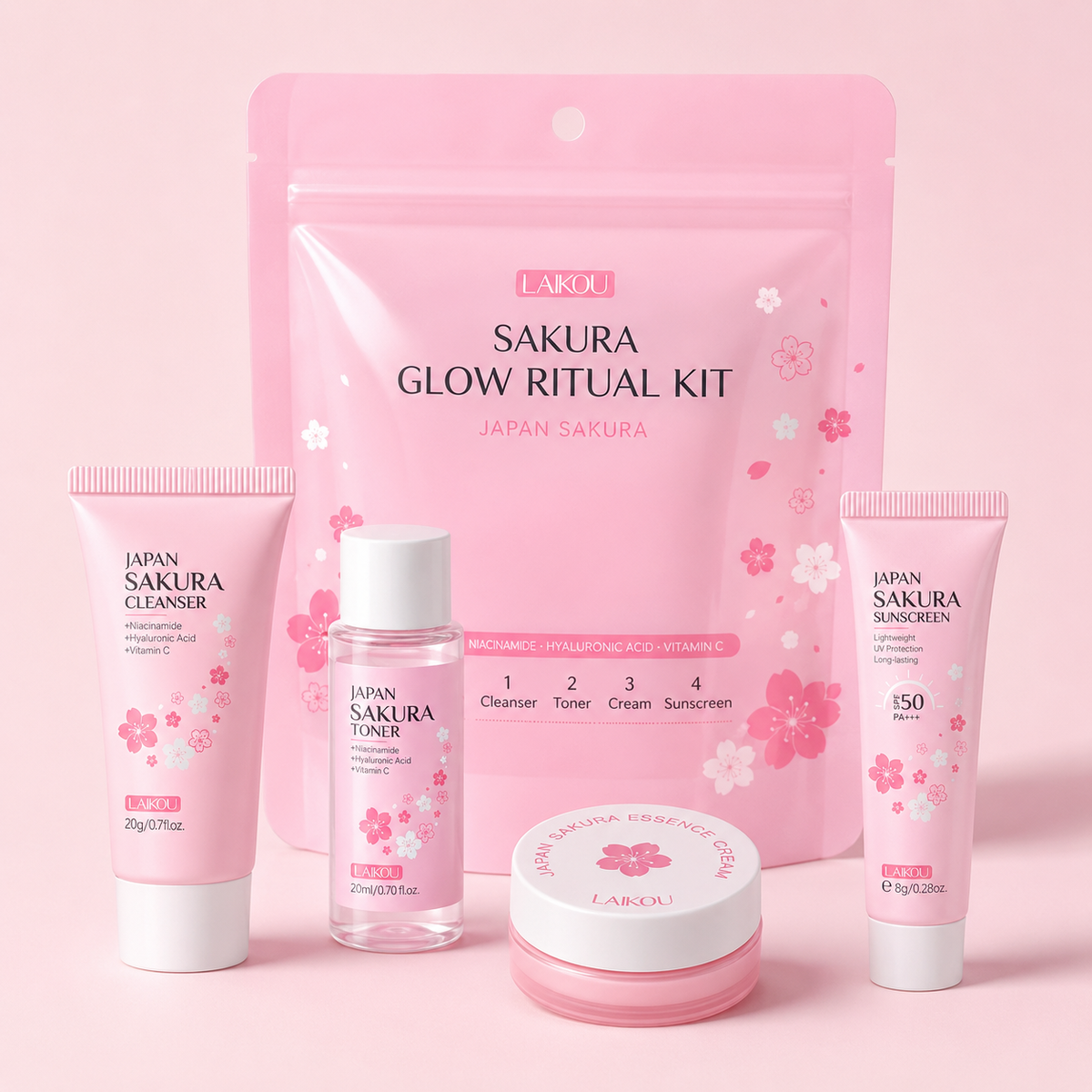SAKURA GLOW 4点セット 新品未開封 Sakura Glow Ritual Kit — 4-Step Skincare Routine | Sakura Hue